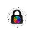 3d rendered secure data lock with colorful spiral isolated on white background Royalty Free Stock Photo