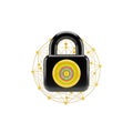 3d rendered secure data lock with network isolated on white background Royalty Free Stock Photo