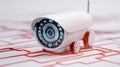 3D Rendered Security Camera on Abstract Background