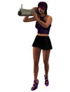 3d rendered woman with a granate launcher