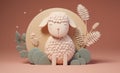 3D rendered sheep image for Eid al-Adha holiday. Generative AI