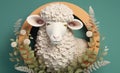 3D rendered sheep image for Eid al-Adha holiday. Generative AI