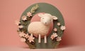 3D rendered sheep image for Eid al-Adha holiday. Generative AI