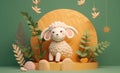 3D rendered sheep image for Eid al-Adha holiday. Generative AI