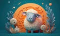 3D rendered sheep image for Eid al-Adha holiday. Generative AI