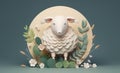 3D rendered sheep image for Eid al-Adha holiday. Generative AI