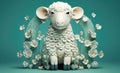 3D rendered sheep image for Eid al-Adha holiday. Generative AI