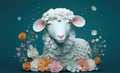 3D rendered sheep image for Eid al-Adha holiday. Generative AI