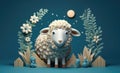 3D rendered sheep image for Eid al-Adha holiday. Generative AI