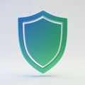 A 3D-rendered shield icon featuring a gradation of greenish hues against a plain white Royalty Free Stock Photo