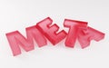 3d rendered sign Meta cruched on grey podium, soft light, smooth background, 3d rendering Royalty Free Stock Photo
