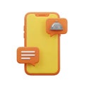 3D Rendered Smartphone with Food Delivery Icons on White Background mobile phone application Royalty Free Stock Photo