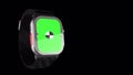 3D rendered smartwatch with green screen for mockup. Background with Alpha channel for chroma key. Animation for