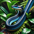 3D rendered snake illustration in woods generative ai