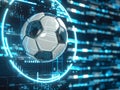 3d-rendered soccer ball with betting odds and statistics on a digital background