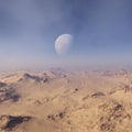 3d rendered Space Art: Alien Planet - A Fantasy Landscape with blue skies and clouds Royalty Free Stock Photo