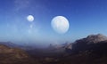 3d rendered Space Art: Alien Planet - A Fantasy Landscape Royalty Free Stock Photo