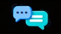 3D rendered speech bubbles, two icons, black background, clean design Royalty Free Stock Photo