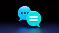 3D rendered speech bubbles, two icons, black background, clean design Royalty Free Stock Photo