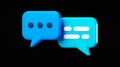 3D rendered speech bubbles, two icons, black background, clean design Royalty Free Stock Photo