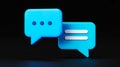 3D rendered speech bubbles, two icons, black background, clean design Royalty Free Stock Photo