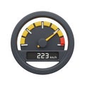 Speedometer with Needle at High Speed and Digital Display on White Background gauge dial Royalty Free Stock Photo