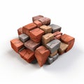 Structured Chaos: Red And Gray Bricks On White Background