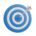 Blue and White Target with Arrow in Bullseye on White Background dartboard archery Royalty Free Stock Photo