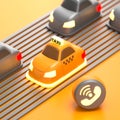 3d rendered taxi small car in traffic