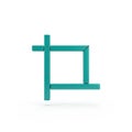 Teal Crop Tool Icon Symbol Representing Image Editing and Selection on White Background Royalty Free Stock Photo