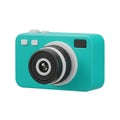 3D Rendered Teal Digital Camera with White Background Keywords: camera, digital camera, teal, turquoise, photography, object, Royalty Free Stock Photo