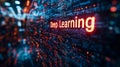 A 3D-rendered text reading "Deep Learning" in a high-tech, networked setting, conveying the advanced Royalty Free Stock Photo