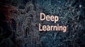 A 3D-rendered text reading "Deep Learning" in a high-tech, networked setting, conveying the advanced Royalty Free Stock Photo