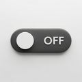 A toggle switch in the \' OFF\' position with a dark gray body and a white circular slider, isolated Royalty Free Stock Photo
