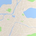 3D rendered top view of city map with road building river 3D ill
