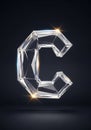 A 3D-rendered, transparent crystal letter \