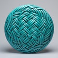 3d Rendered Turquoise Wicker Ball With Twill Pattern