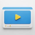 3D Rendered Video Player Interface with Play Button and Progress Bar media playback Royalty Free Stock Photo
