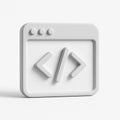 3d rendered web browser window with code brackets representing software development and digital programming Royalty Free Stock Photo