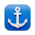 3D Rendered White Anchor Icon on a Vibrant Blue Rounded Square Background symbol maritime Royalty Free Stock Photo
