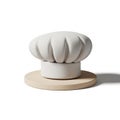 3D Rendered White Chef\'s Hat on a Beige Circular Base Against a White Background chef hat Royalty Free Stock Photo
