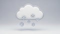 3D Rendered Cloud Icon with Falling Snowflakes on White Background weather Royalty Free Stock Photo