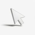 3D Rendered White Computer Mouse Cursor Arrow Icon Floating on White Background with Shadow Royalty Free Stock Photo