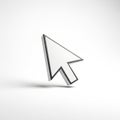 3D Rendered White Computer Mouse Cursor Arrow with Metallic Silver Outline on White Background Royalty Free Stock Photo