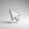 3D Rendered White Computer Mouse Cursor Icon with Subtle Shadow pointer Royalty Free Stock Photo