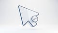 3D Rendered White Cursor Icon with Blue Outline and Click Button on White Background mouse Royalty Free Stock Photo