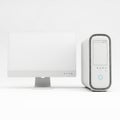 3D Rendered White Desktop Computer and Tower on White Background monitor Royalty Free Stock Photo