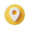 3D Rendered White Map Pin Icon on a Yellow Circle Background location navigation Royalty Free Stock Photo