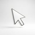 3D Rendered White Mouse Cursor Arrow Pointer on White Background Keywords: cursor, arrow, pointer, mouse, computer, technology, Royalty Free Stock Photo