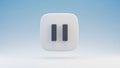 3D Rendered White Pause Button Icon on Soft Blue Background Keywords: pause, button, icon, symbol, media, player Royalty Free Stock Photo